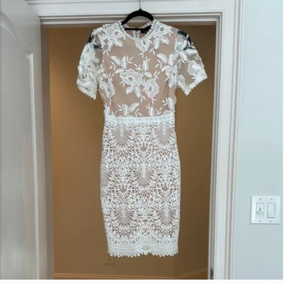 Lulu's White Midi Lace Dress - Picture 1 of 3